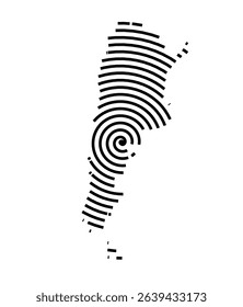 Abstract map of Argentina showing the country with a black spiral line