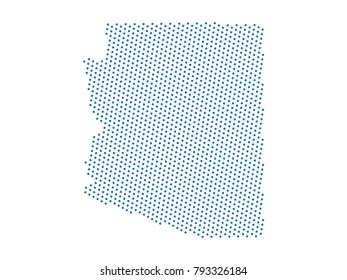 Abstract map of Arizona dots planet Blue, lines. Vector illustration eps 10.
