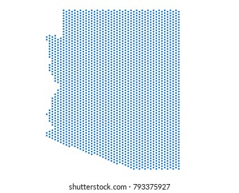 Abstract map of Arizona dots square Blue,Pixel lines. Vector illustration eps 10.