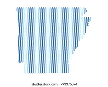 Abstract map of Arkansas dots square Blue,Pixel lines. Vector illustration eps 10.