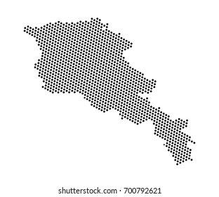 Abstract map of Armenia dots planet, lines, global world map halftone concept. Vector illustration eps 10.