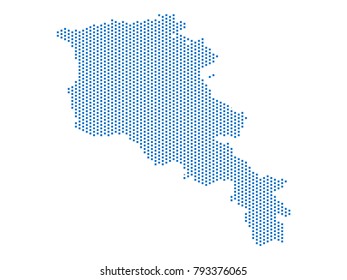 Abstract map of Armenia dots square Blue,Pixel lines. Vector illustration eps 10.