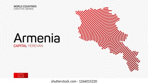 Abstract map of Armenia with red circle lines