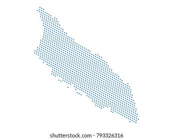 Abstract map of Aruba dots planet Blue, lines. Vector illustration eps 10.
