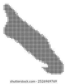 Abstract map of Aruba showing the area of the country with a pattern of black circles