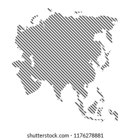 Abstract map of Asia. Diagonal lines. Vector eps10.