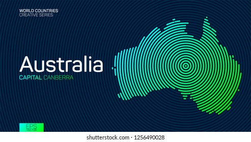Abstract map of Australia with circle lines