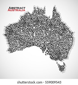 Abstract map of Australia with circles. Vector illustration. Eps 10