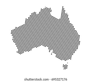 Abstract Map Of Australia Dots Planet, Lines, Global World Map Halftone Concept. Vector Illustration Eps 10.