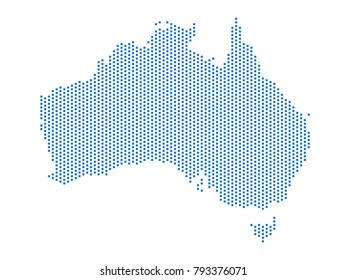 Abstract map of Australia dots square Blue,Pixel lines. Vector illustration eps 10.