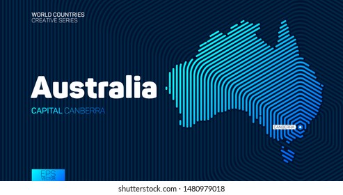 Abstract map of Australia with hexagon lines