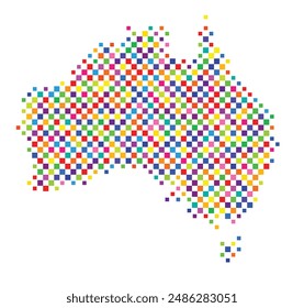 Mapa Abstractas de Australia con un patrón de cuadros coloridos como un tablero de ajedrez