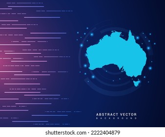 Mapa abstracto de la tecnología de Australia con el circuito de fondo del sistema de conexión de datos digitales de alta tecnología.