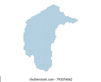 Abstract map of Australian Capital Territory dots square Blue,Pixel lines. Vector illustration eps 10.