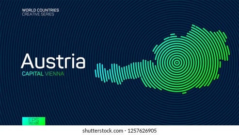 Abstract map of Austria with circle lines