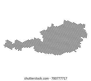 Abstract map of Austria dots planet, lines, global world map halftone concept. Vector illustration eps 10.