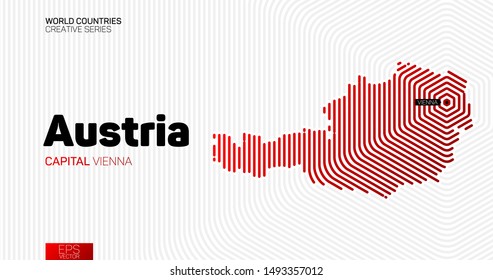 Abstract map of Austria with red hexagon lines