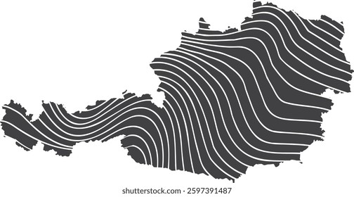 abstract map of Austria with wave pattern

