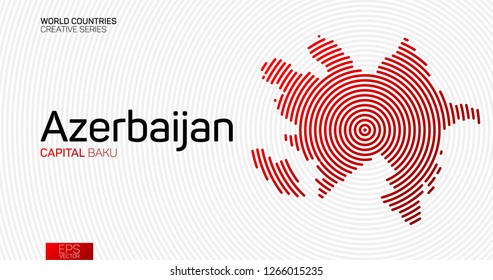 Abstract map of Azerbaijan with red circle lines