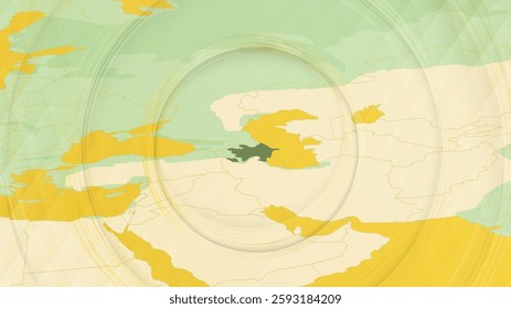 Abstract Map of Azerbaijan and Surrounding Regions with Circular Patterns. Vibrant Abstract Map.