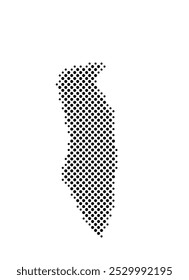 Abstract map of Bahrain with a pattern of black circles like a chessboard