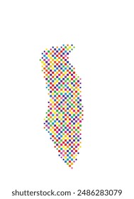 Mapa Abstractas de Bahréin con un patrón de cuadros coloridos como un tablero de ajedrez