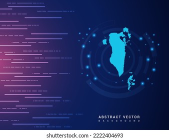 Abstract map of Bahrain technology with hi-tech digital data connection system background circuit.