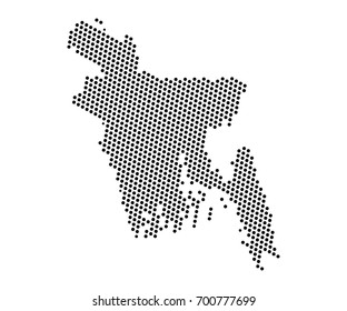 Abstract map of Bangladesh dots planet, lines, global world map halftone concept. Vector illustration eps 10.