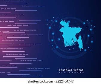 Abstract map of Bangladesh technology with hi-tech digital data connection system background circuit.