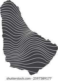abstract map of Barbados with wave pattern