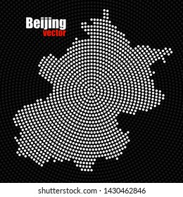 Abstract map Beijing of radial dots, halftone concept. Vector illustration, eps 10