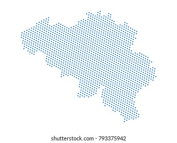 Abstract map of Belgium dots square Blue,Pixel lines. Vector illustration eps 10.