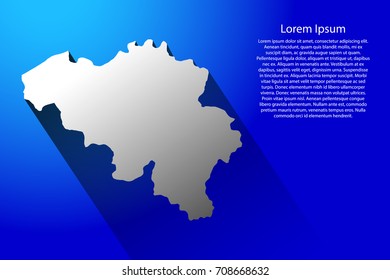 Abstract map of Belgium with long shadow on blue background of vector illustration