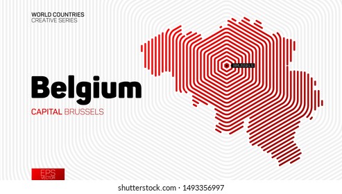 Abstract map of Belgium with red hexagon lines
