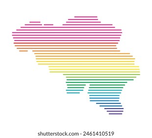 Mapa Abstractas de Bélgica que muestra la zona del país con líneas paralelas Horizontales en colores arcoíris
