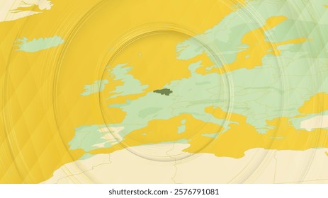 Abstract Map of Belgium and Surrounding Regions with Circular Patterns. Vibrant Abstract Map.