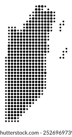 Abstract map of Belize showing the area of the country with a pattern of black circles