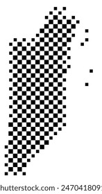Abstrakte Karte von Belize, die das Land mit einem Muster von schwarzen und weißen Quadraten wie ein Schachbrett zeigt