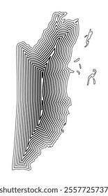 Abstract map of Belize showing the country border buffered inside with black tapering lines