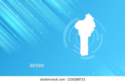 Abstrakte Karte des Benin-Kreises glatten hellblauen Hintergrund.
