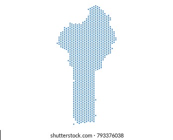 Abstract map of Benin dots square Blue,Pixel lines. Vector illustration eps 10.