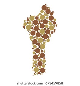 abstract map of benin filled with circles of different sizes