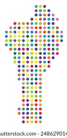 Abstract map of Benin showing the area of the country with a pattern of colorful circles