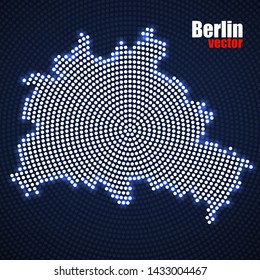 Abstract map Berlin of glowing radial dots, halftone concept. Vector illustration, eps 10
