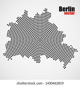 Abstract map Berlin of radial dots, halftone concept. Vector illustration, eps 10