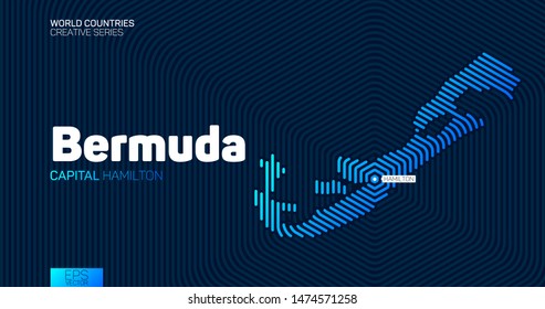 Abstract map of Bermuda with hexagon lines