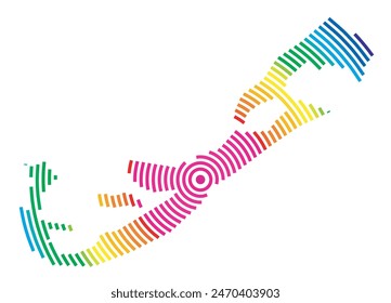 Mapa Abstractas de Bermudas que muestra la zona del país con anillos concéntricos en colores arcoíris como un blanco de tiro.
