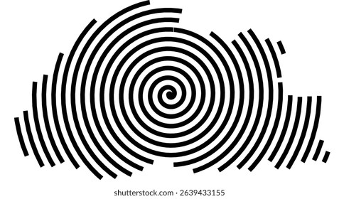 Abstract map of Bhutan showing the country with a black spiral line