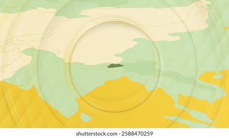 Abstract Map of Bhutan and Surrounding Regions with Circular Patterns. Vibrant Abstract Map.