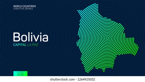 Abstract map of Bolivia with circle lines